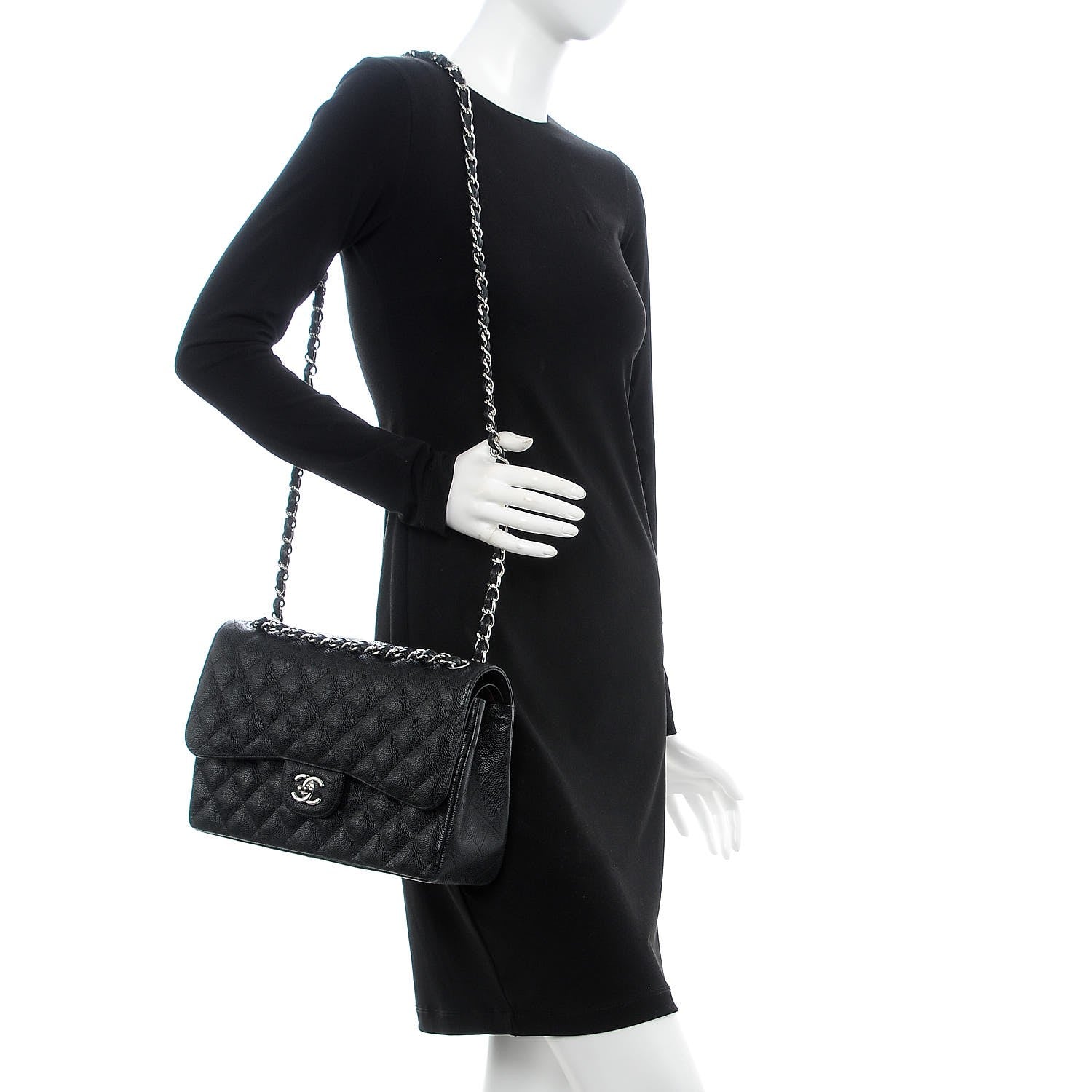 Chanel Caviar Quilted Jumbo Double Flap Black 2 of 9