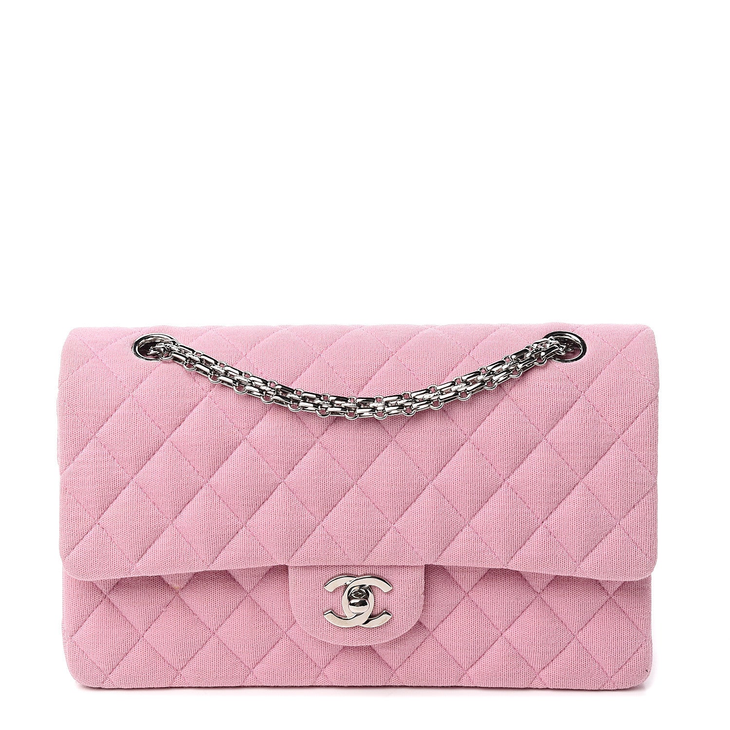 Chanel Jersey Quilted Small Double Flap Pink 1 of 13