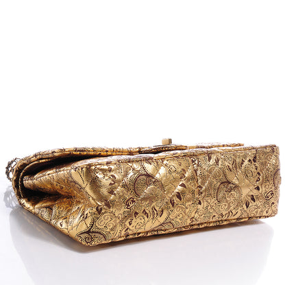 Chanel Buffalo Leather Hand Painted Lace 2.55 Reissue 226 Flap Gold 4 of 9