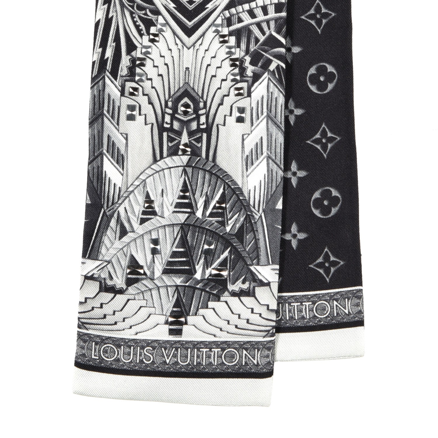 Louis Vuitton Silk Monogram Buildings Bandeau Black 2 of 3