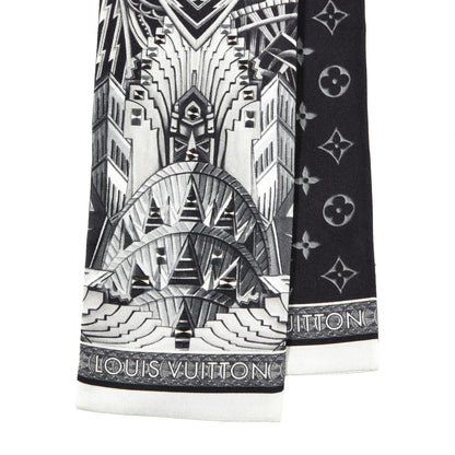 Louis Vuitton Silk Monogram Buildings Bandeau Black 2 of 3