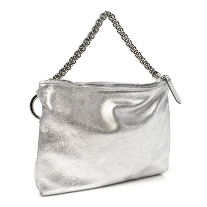 Jimmy Choo Metallic Goatskin Callie Mea Tassel Shoulder Bag Silver 2 of 10