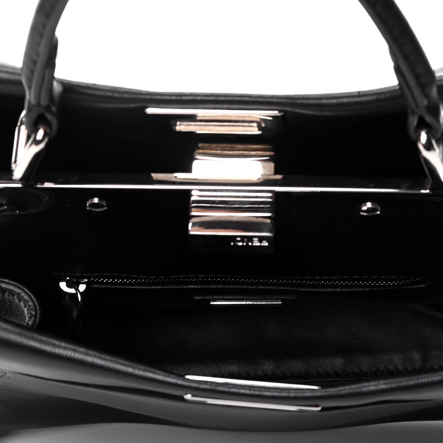 Fendi Nappa Lace Up Mini Peekaboo Iconic Satchel Black 5 of 9