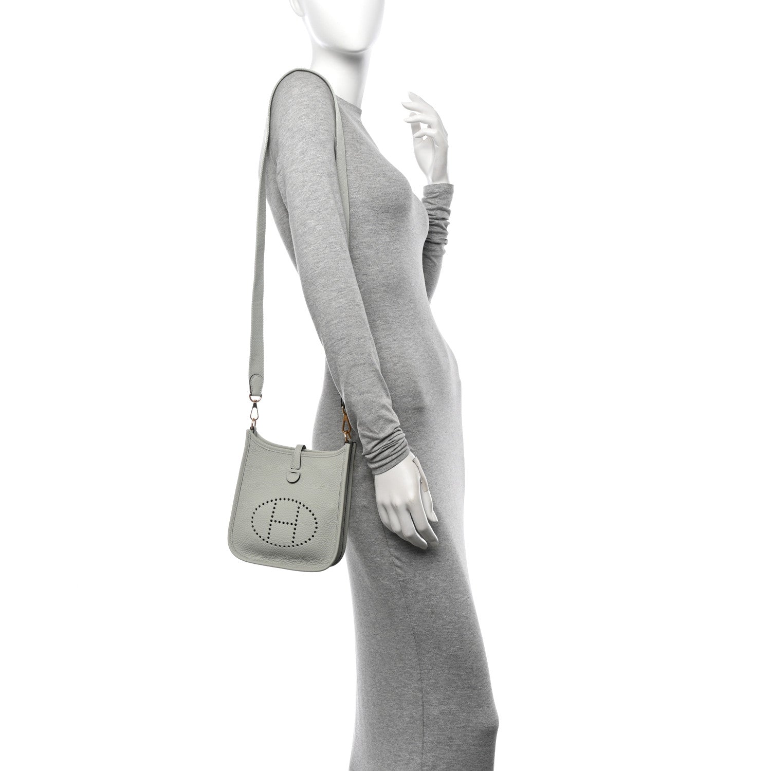 Hermes Taurillon Clemence Amazone Evelyne TPM Gris Neve 2 of 10