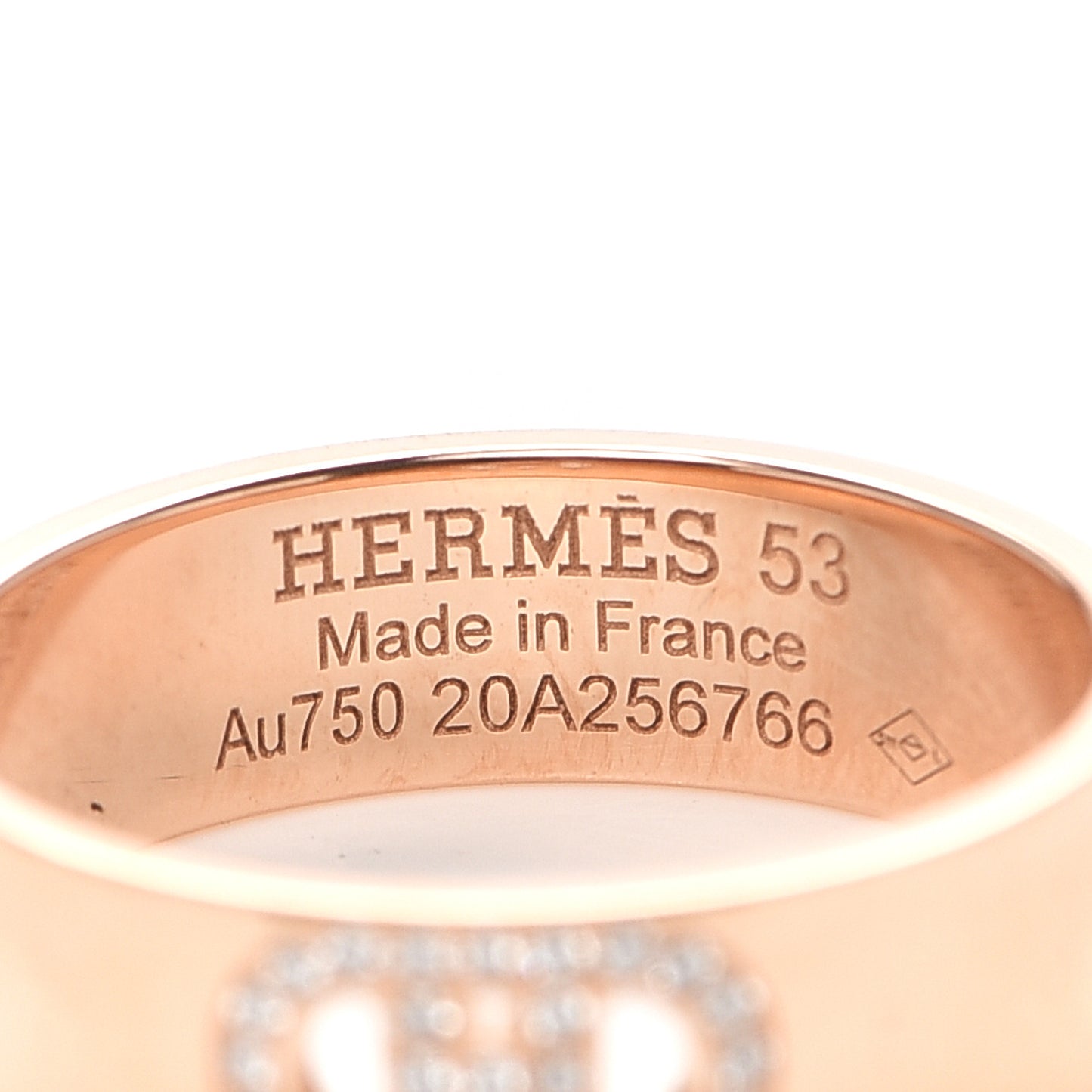 18K Rose Gold Diamond PM H D'Ancre Ring 53 6.25