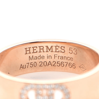 Hermes 18K Rose Gold Diamond PM H D'Ancre Ring 53 6.25 4 of 5