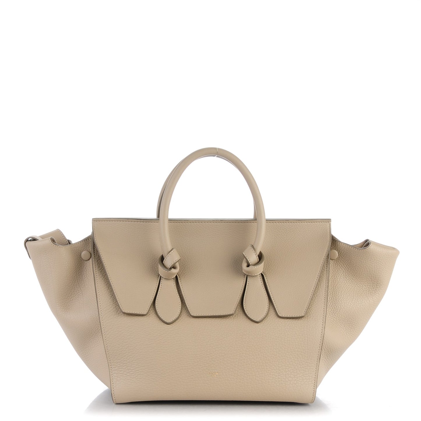 Crisped Calfskin Small Tie Knot Tote Light Taupe