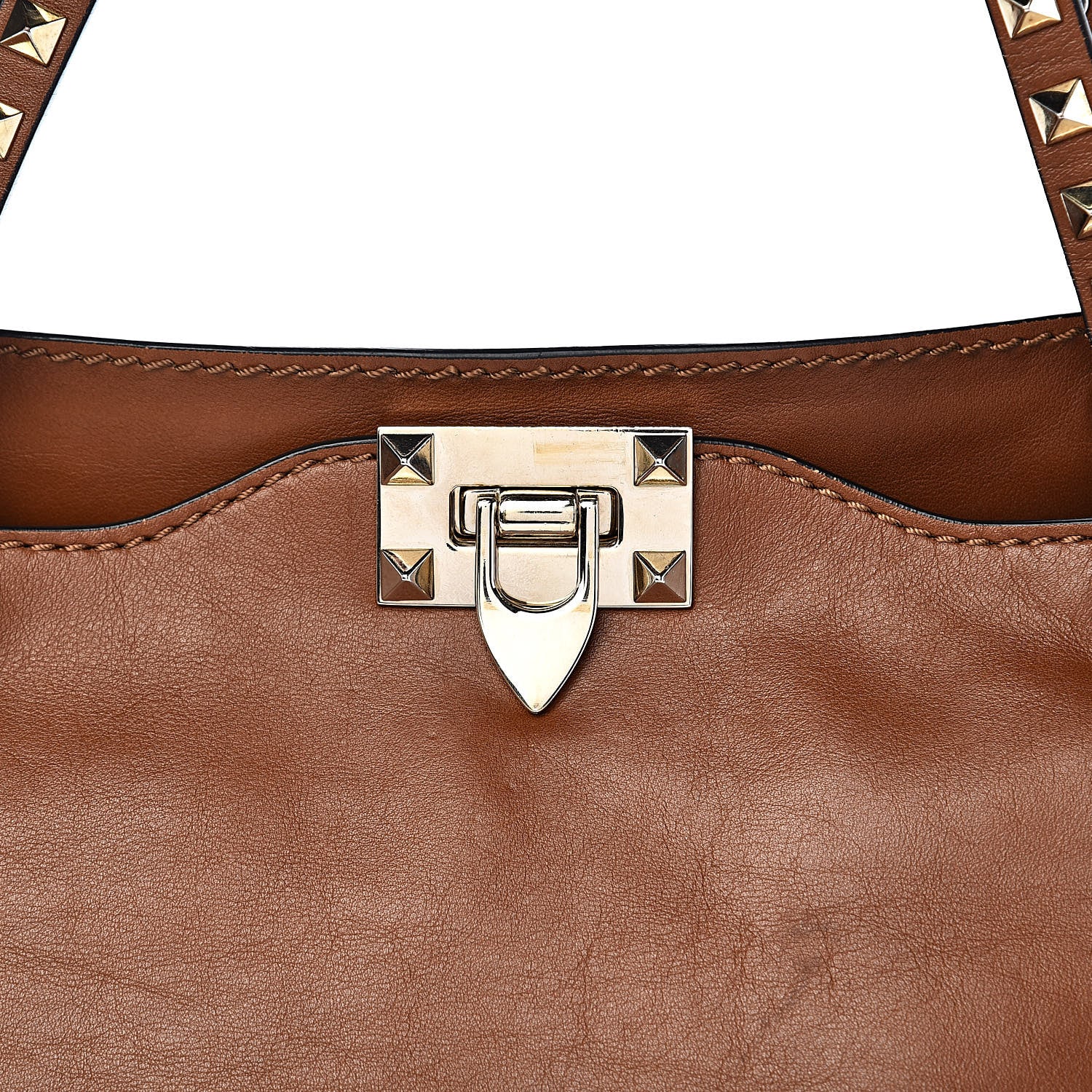 Valentino Garavani Vitello Medium Rockstud Tote Camel 16 of 16