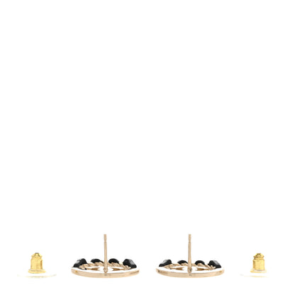 Chanel Lambskin Chain CC Round Earrings Gold Black 3 of 4