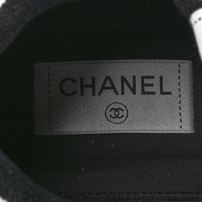Chanel Grained Calfskin Fabric Womens Logo Sneakers 41White Black 8 of 9