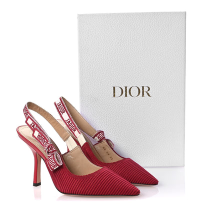 Christian Dior Technical Canvas Ribbon J Adior Slingback 100mm Pumps 36 Cherry 9 of 9