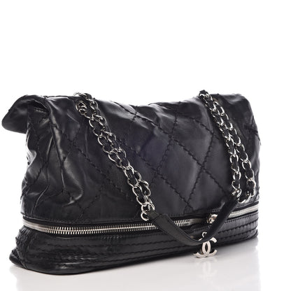 Chanel Calfskin Stitched Large Expandable Flap Bag Black 2 of 10