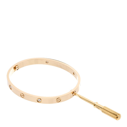 Cartier 18K Yellow Gold 4 Diamond LOVE Bracelet 19 5 of 6