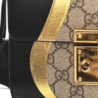 Gucci Calfskin GG Supreme Monogram Small Padlock Shoulder Bag Black Gold 13 of 13
