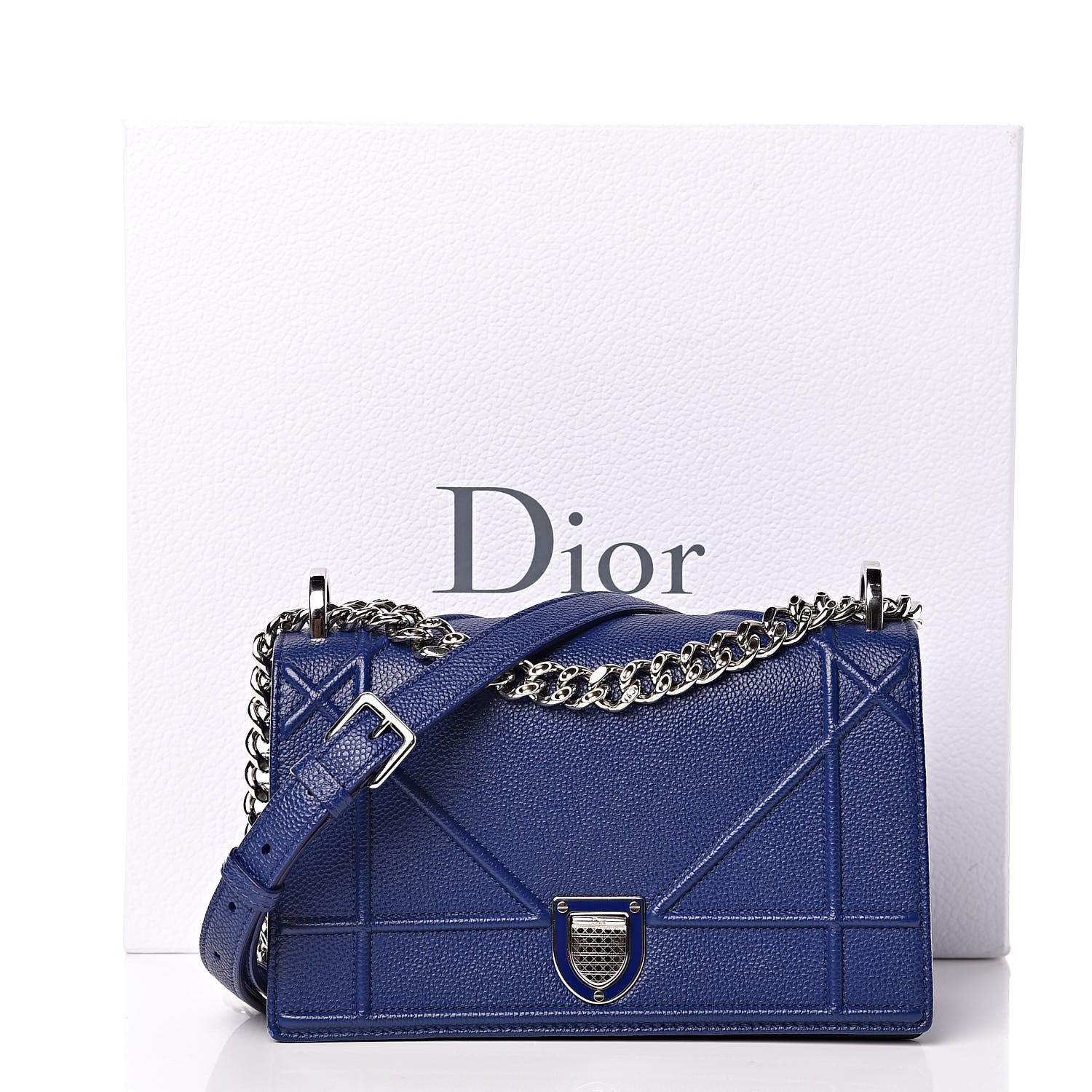 Christian Dior Grained Calfskin Small Diorama Flap Bag Bleu De Minuit 13 of 13
