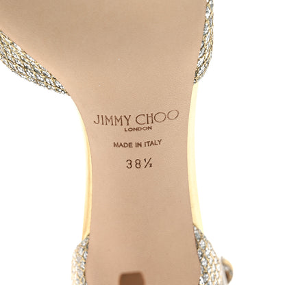 Jimmy Choo Glitter Fabric Crystal Maria Sandals 38.5 Champagne 6 of 7