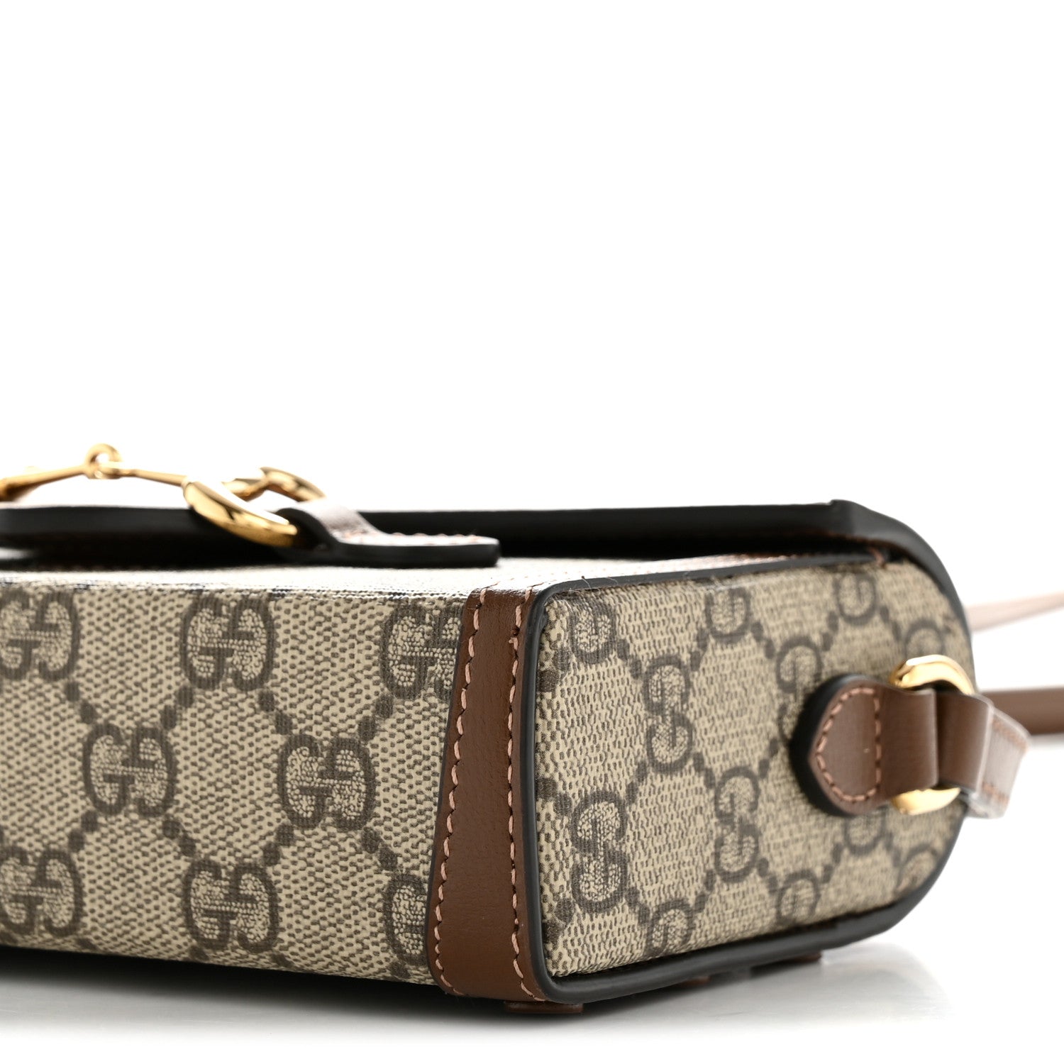Gucci GG Supreme Monogram Mini Horsebit 1955 Shoulder Bag Beige Brown Sugar 10 of 12