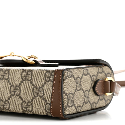 Gucci GG Supreme Monogram Mini Horsebit 1955 Shoulder Bag Beige Brown Sugar 10 of 12