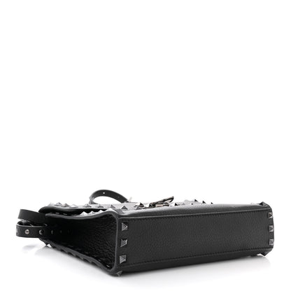 Valentino Garavani Pebbled Calfskin Monochrome Medium Rockstud Flip Lock Crossbody Bag Black 4 of 9