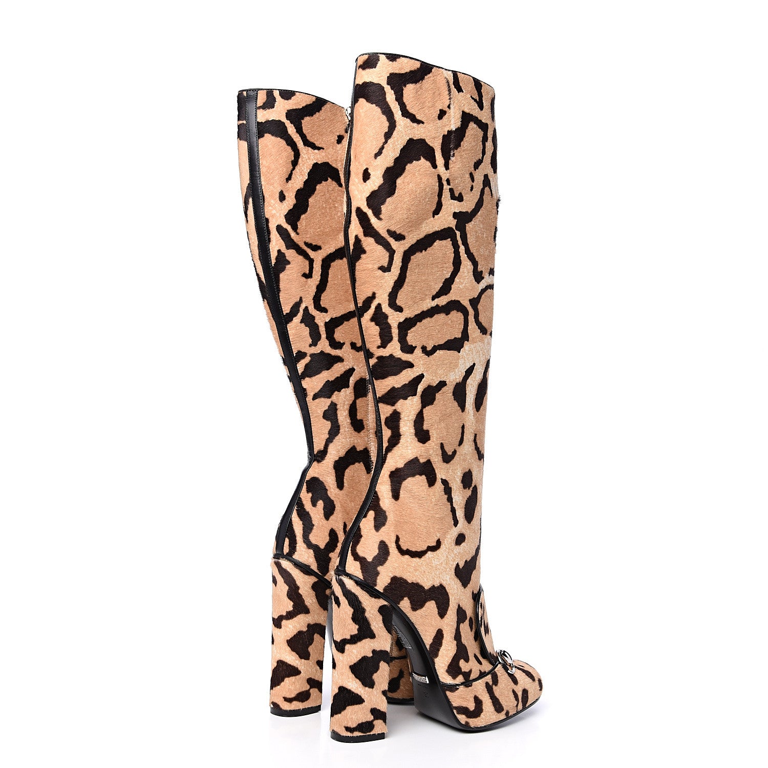 Gucci Calf Hair Leopard Print Lilian Horsebit Knee High Boots 37 Brown 4 of 12
