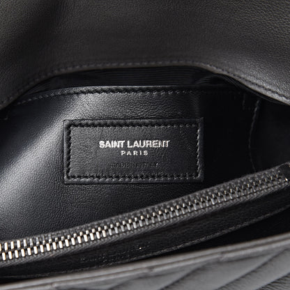 Saint Laurent Sheepskin Matelasse Chevron Monogram Medium College Bag Light Coal 6 of 13
