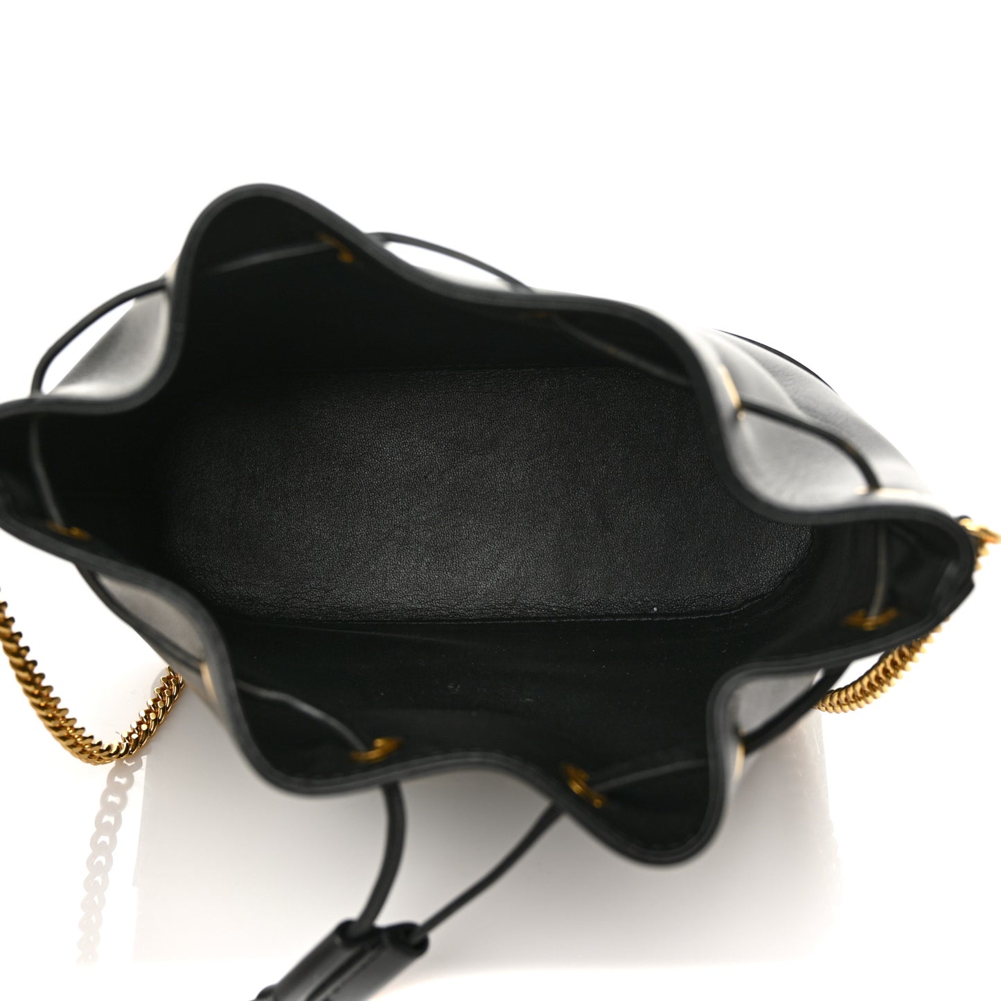 Nappa Mini VLogo Signature Chain Bucket Bag Black