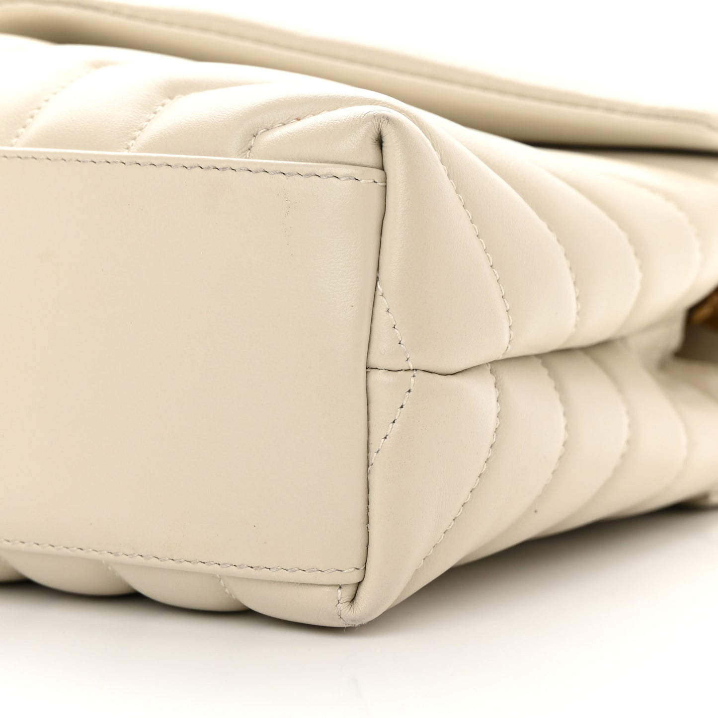 Calfskin Y Quilted Monogram Small Loulou Chain Satchel Blanc Vintage