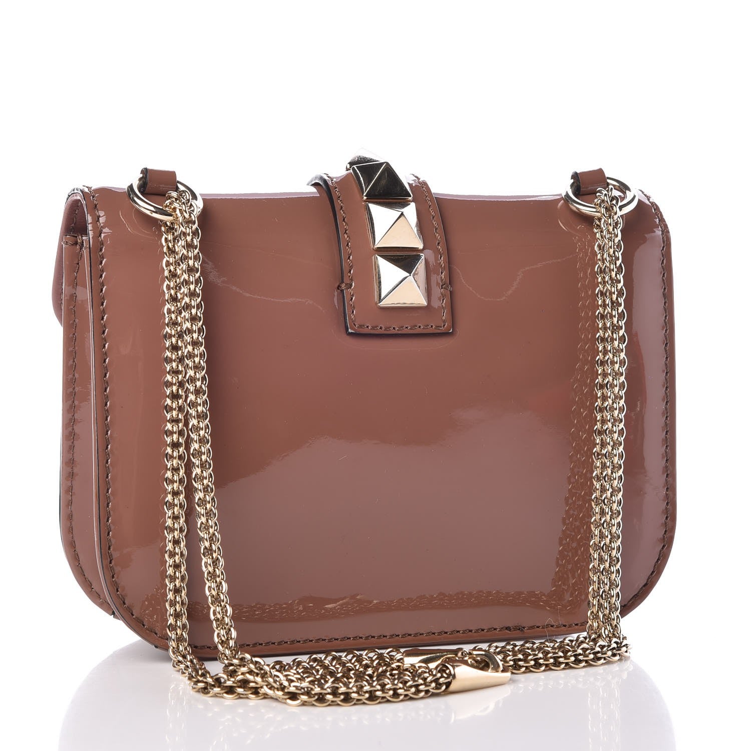 Valentino Garavani Patent Small Glam Lock Rockstud Flap Dahlia Rose 2 of 9