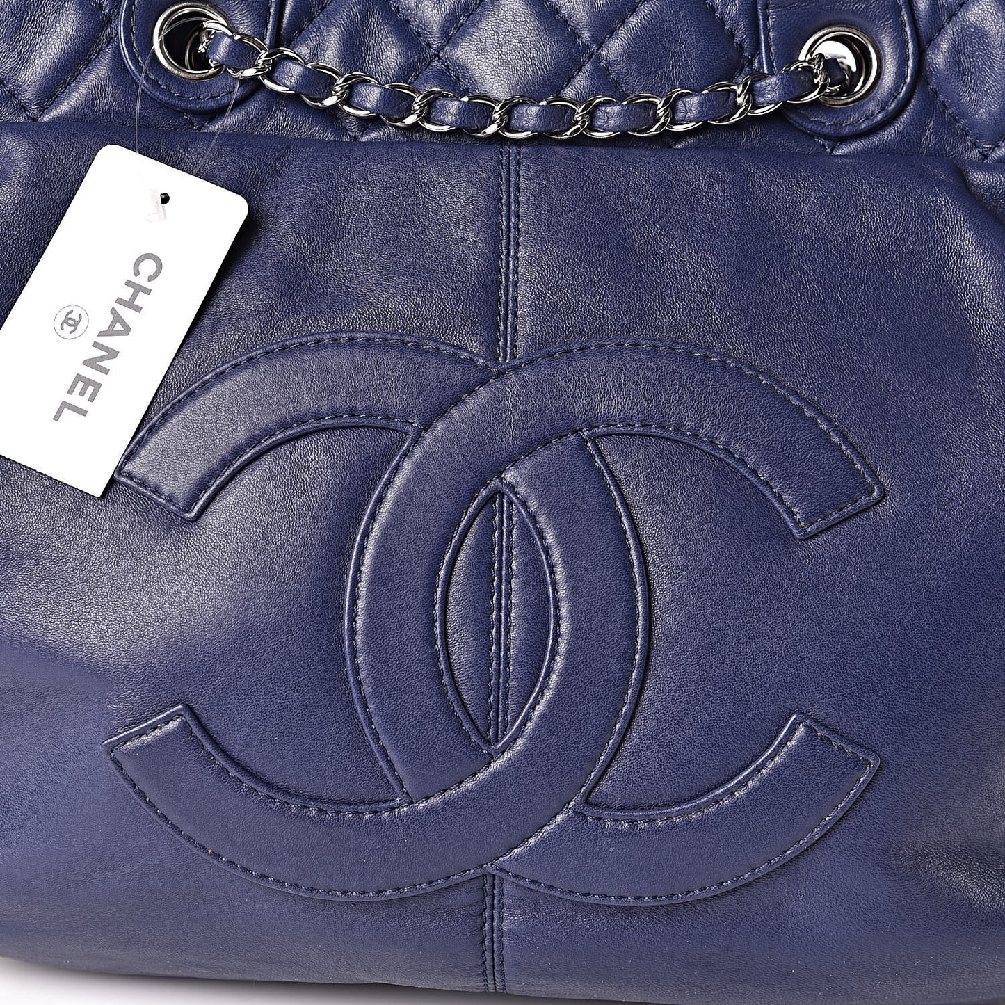 Calfskin Large Trianon Tote Navy Blue