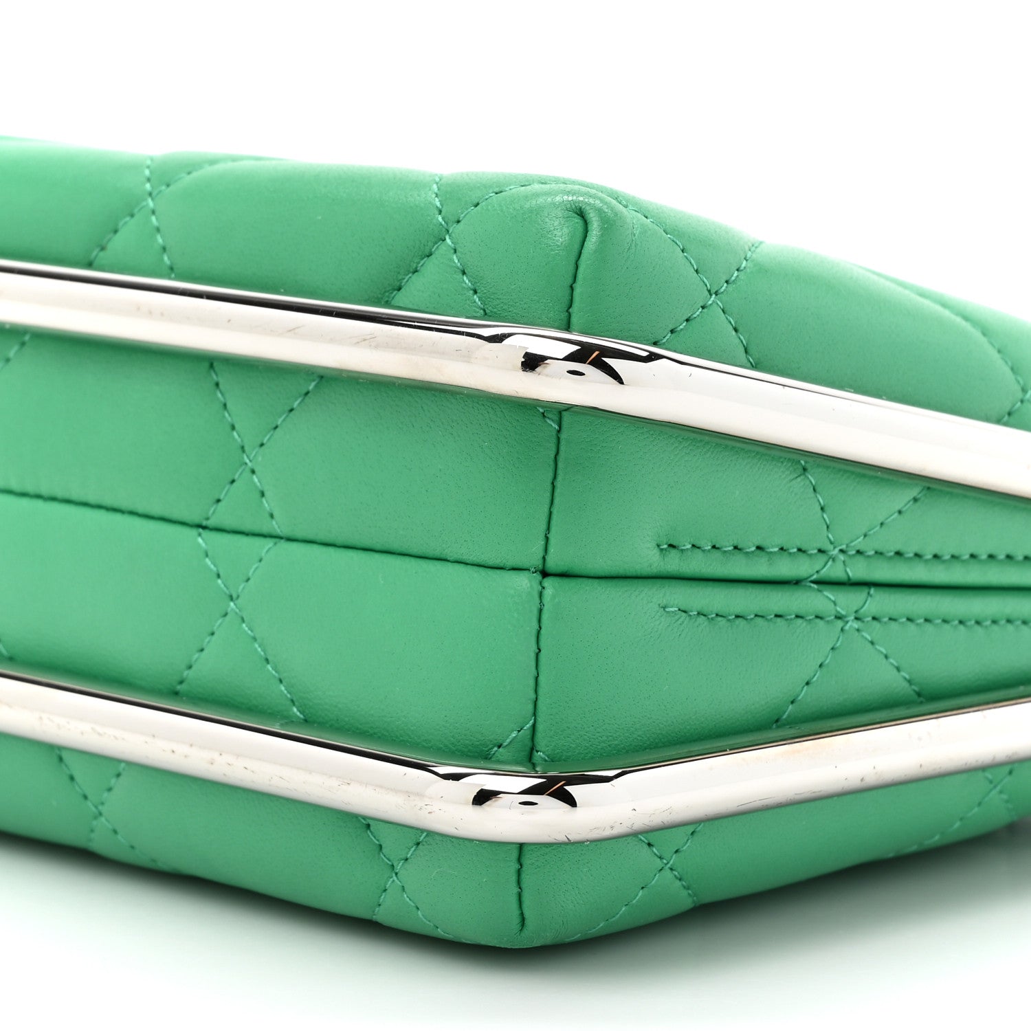 Chanel Quilted Lambskin Metal Bar Clutch Bag Green 9 of 12