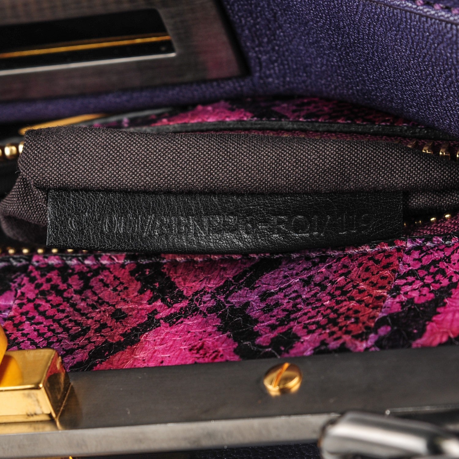 Fendi Goatskin Python Medium Peekaboo Iconic Satchel Violet 8 of 10