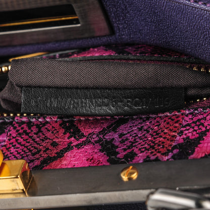 Fendi Goatskin Python Medium Peekaboo Iconic Satchel Violet 8 of 10