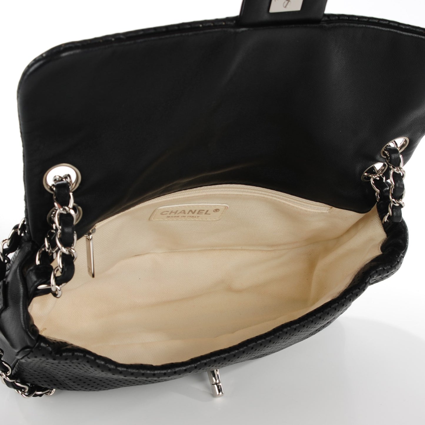 Lambskin Perforated Medium Baseball Spirit Flap Black