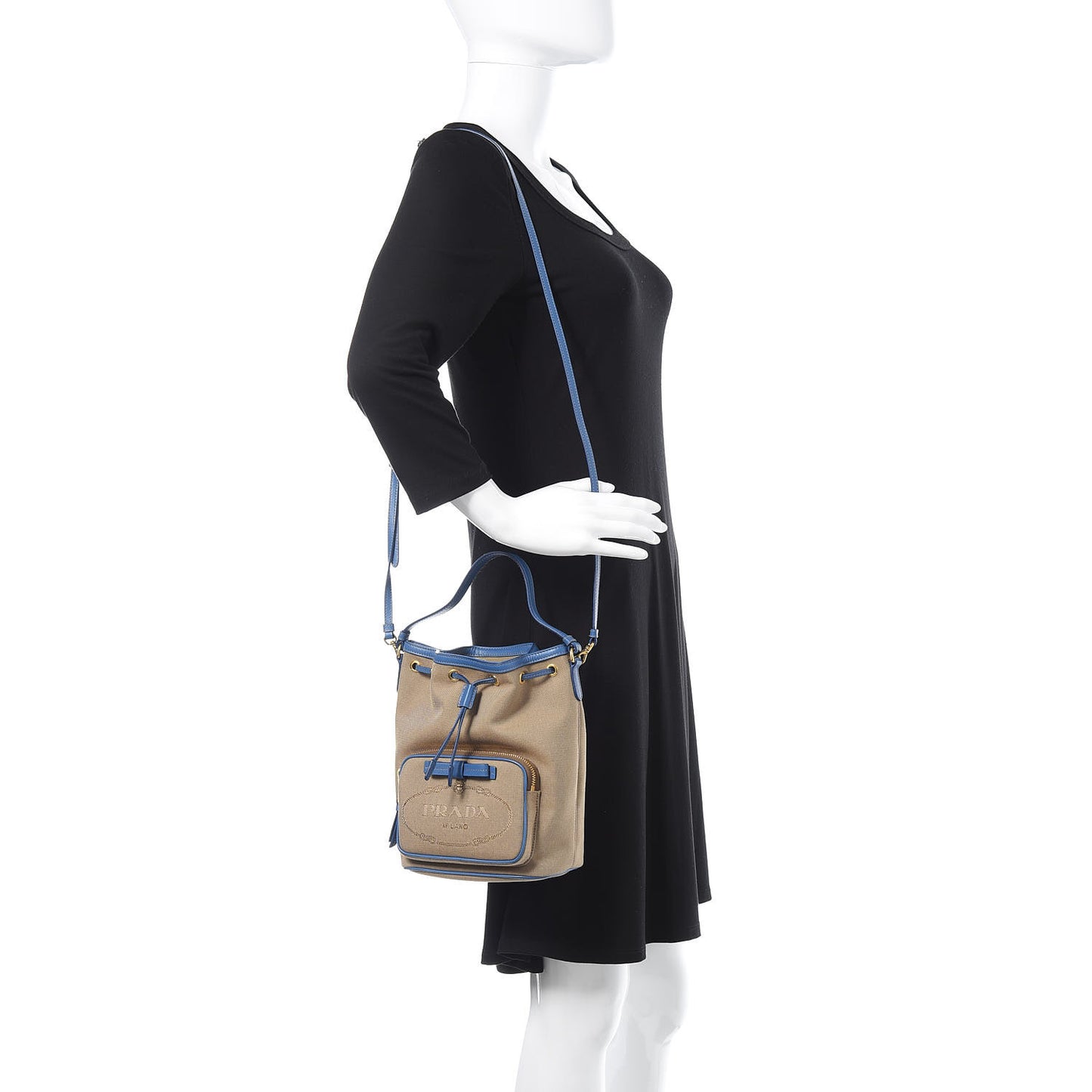 Jacquard Logo Mini Bucket Crossbody Bag Corda Azzurro