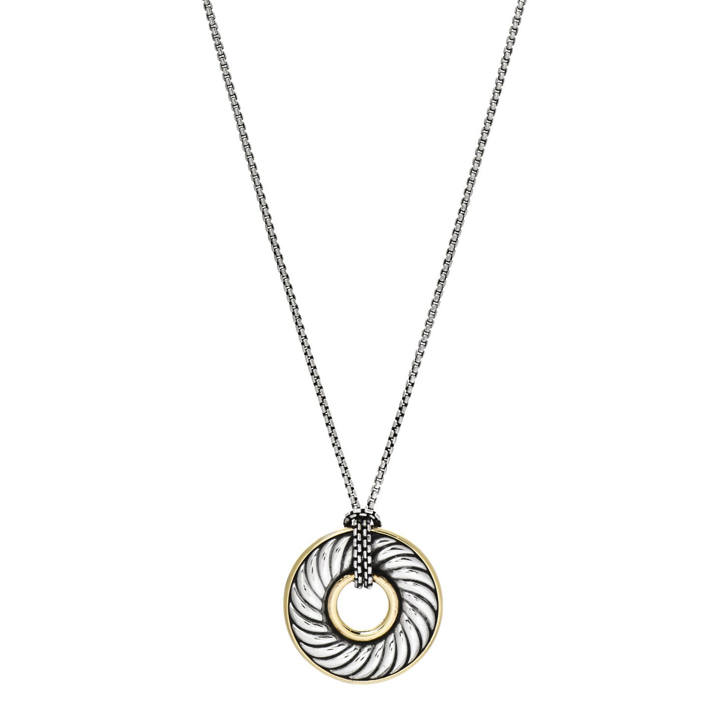Sterling Silver 18K Yellow Gold 30mm Thoroughbred Pendant Necklace