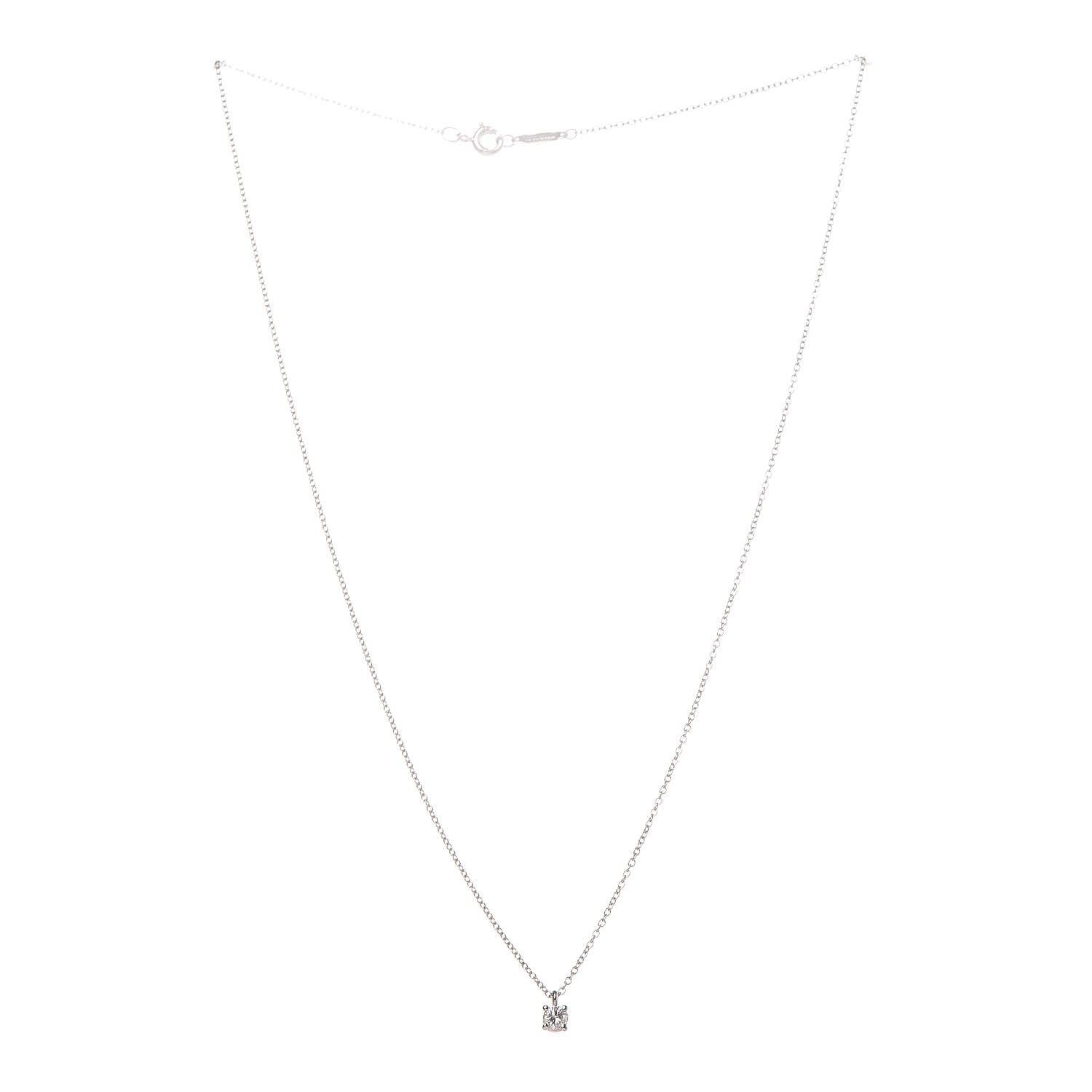 Tiffany Platinum Diamond .17ct Solitaire Pendant Necklace 3 of 6