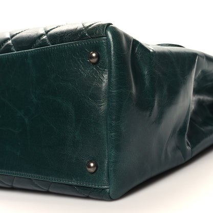 Chanel Glazed Calfskin Quilted Large Front Flap Tote Dark Green 10 of 11