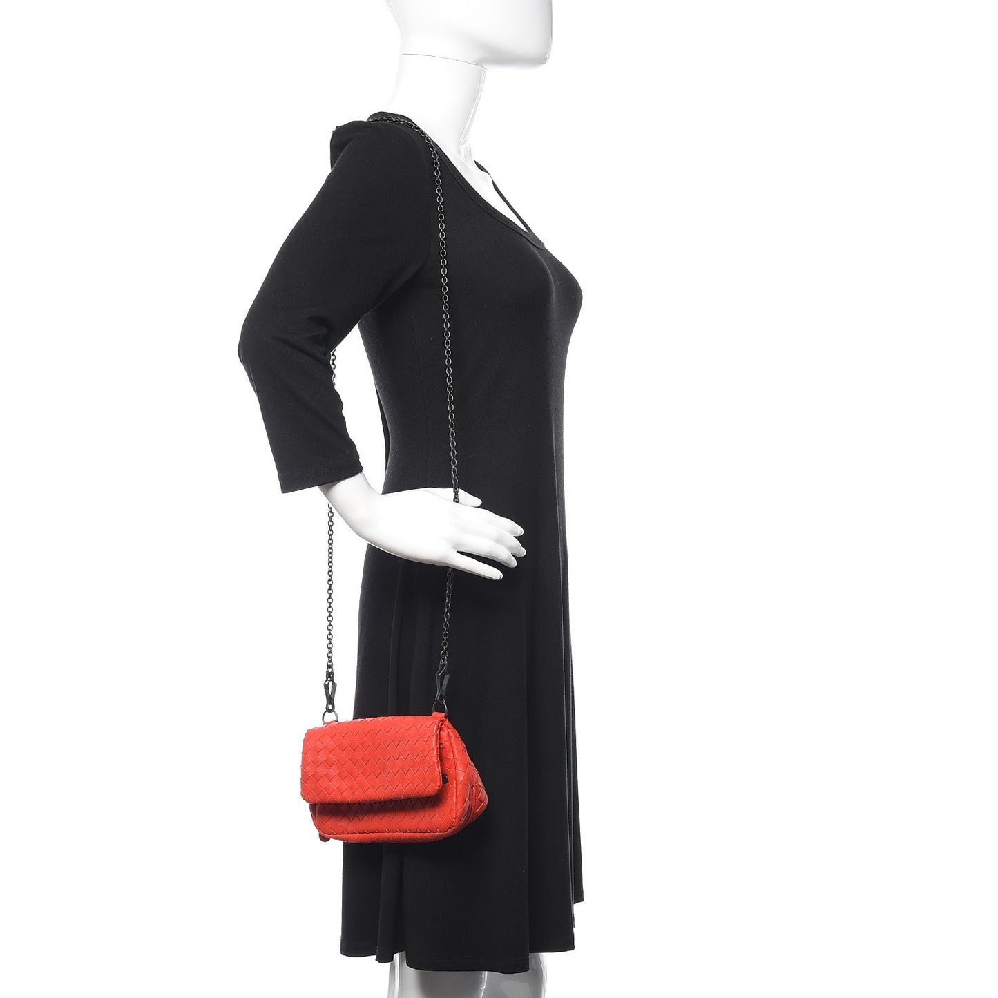 Nappa Intrecciato Chain Crossbody Red