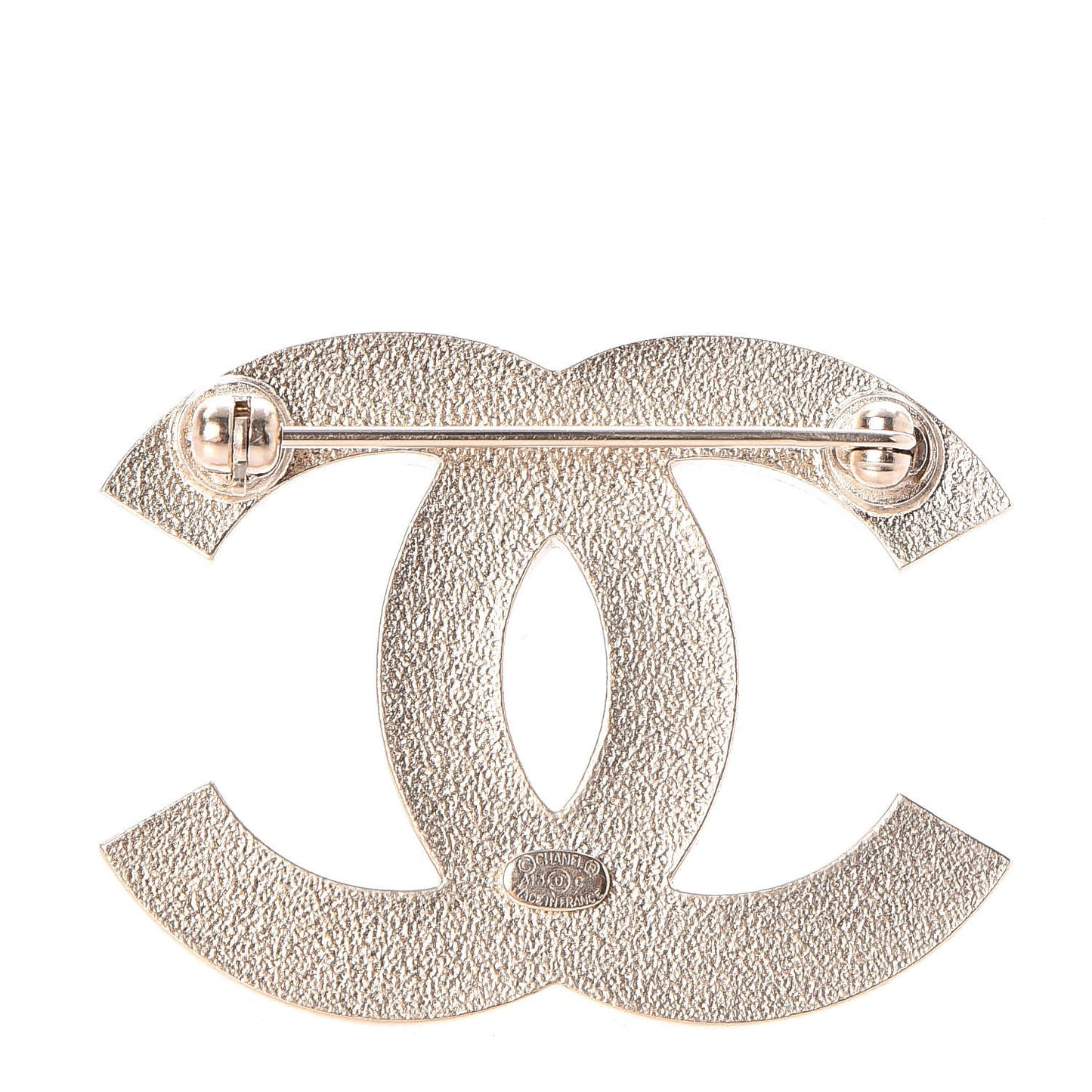 Enamel Striped CC Brooch Pink Gold