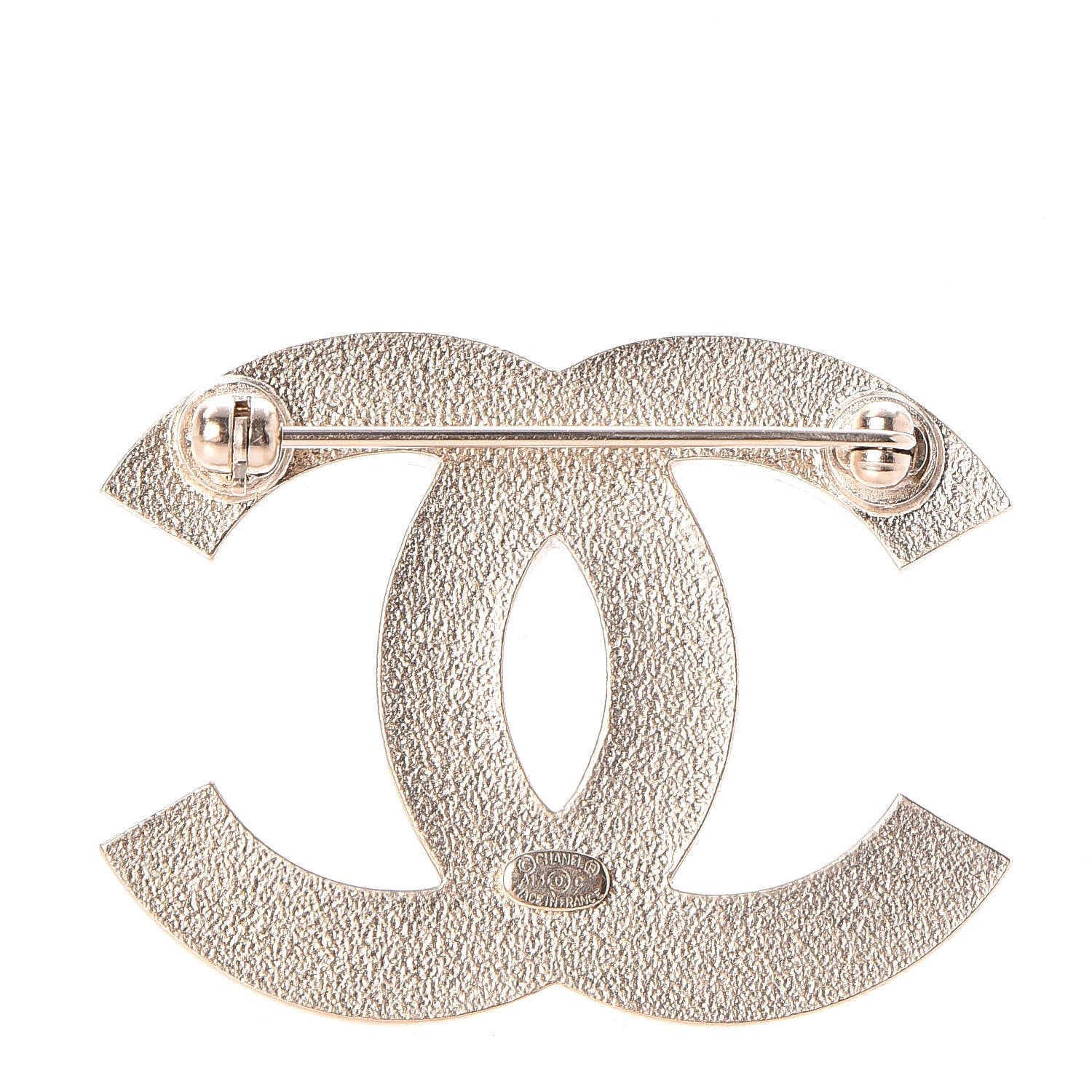 Chanel Enamel Striped CC Brooch Pink Gold 3 of 4