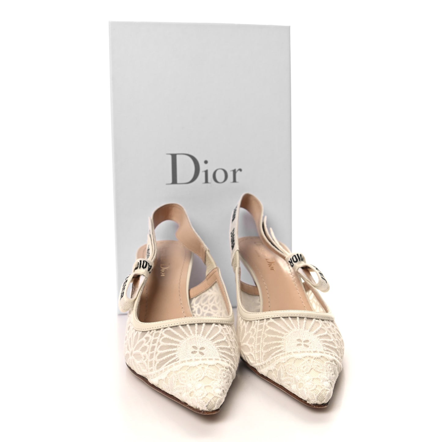 Lace Embroidered J'adior Slingback 65mm Pumps 39.5 White