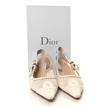 Christian Dior Lace Embroidered J'adior Slingback 65mm Pumps 39.5 White 9 of 9