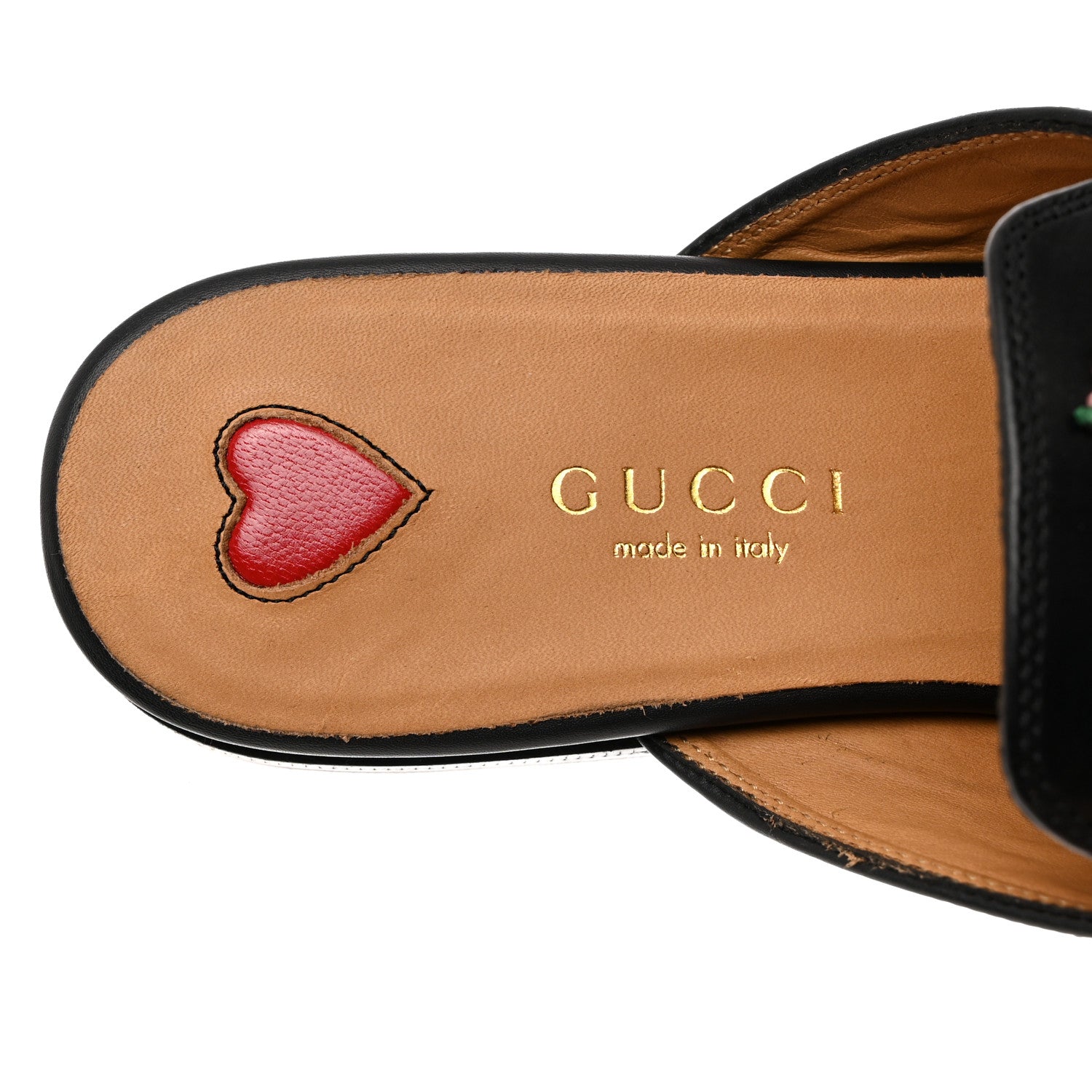 Gucci Calfskin Flower Embroidered Princetown Slippers 35 Black 6 of 9