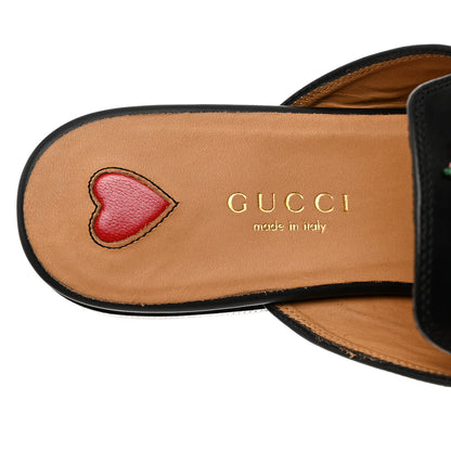 Gucci Calfskin Flower Embroidered Princetown Slippers 35 Black 6 of 9