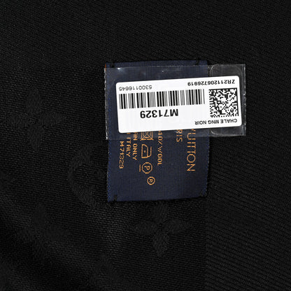 Louis Vuitton Silk Wool Monogram Shawl Black 3 of 4