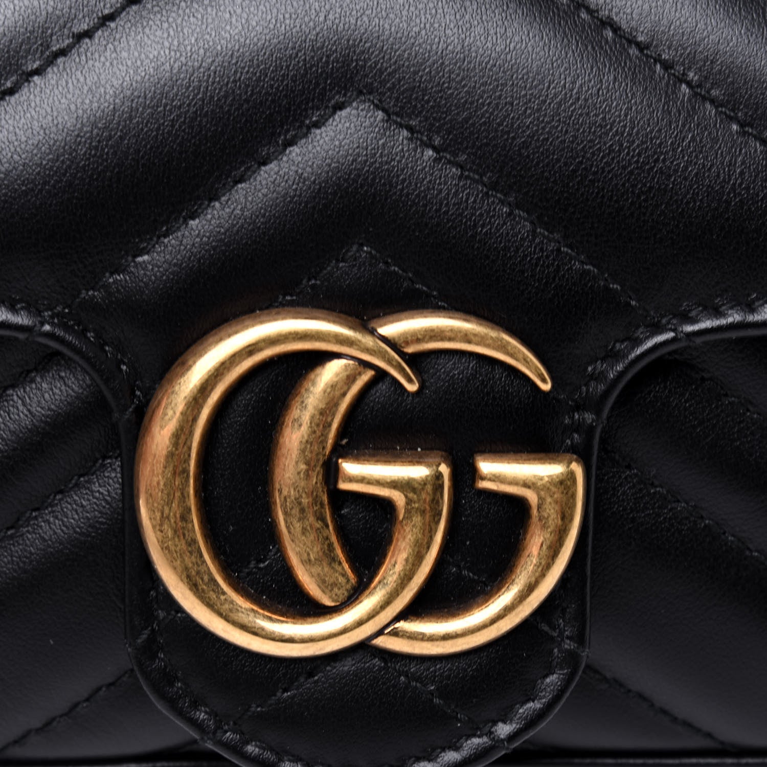 Gucci Calfskin Matelasse Super Mini GG Marmont Shoulder Bag Black 10 of 11