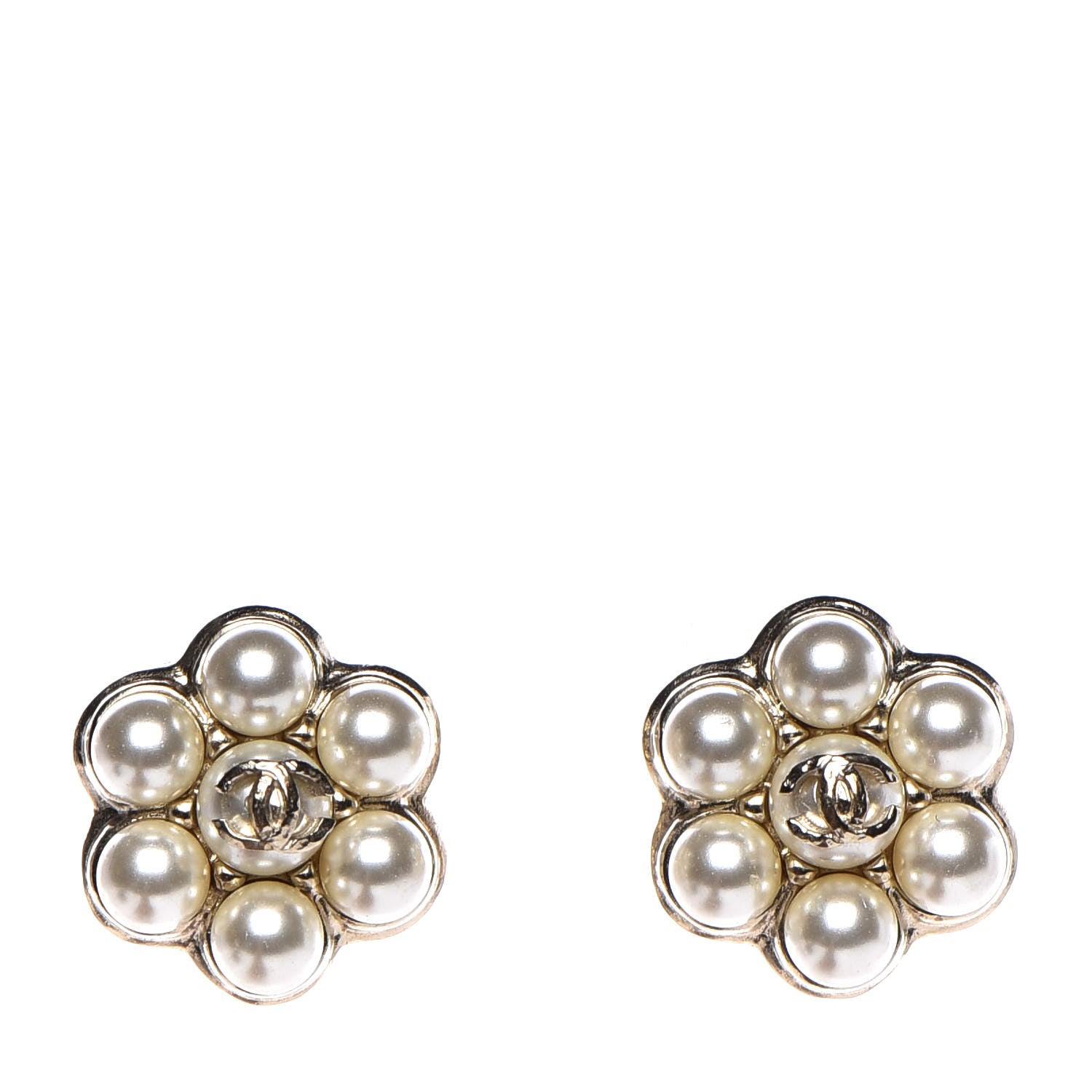 Chanel Pearl CC Flower Earrings Gold 1 of 7