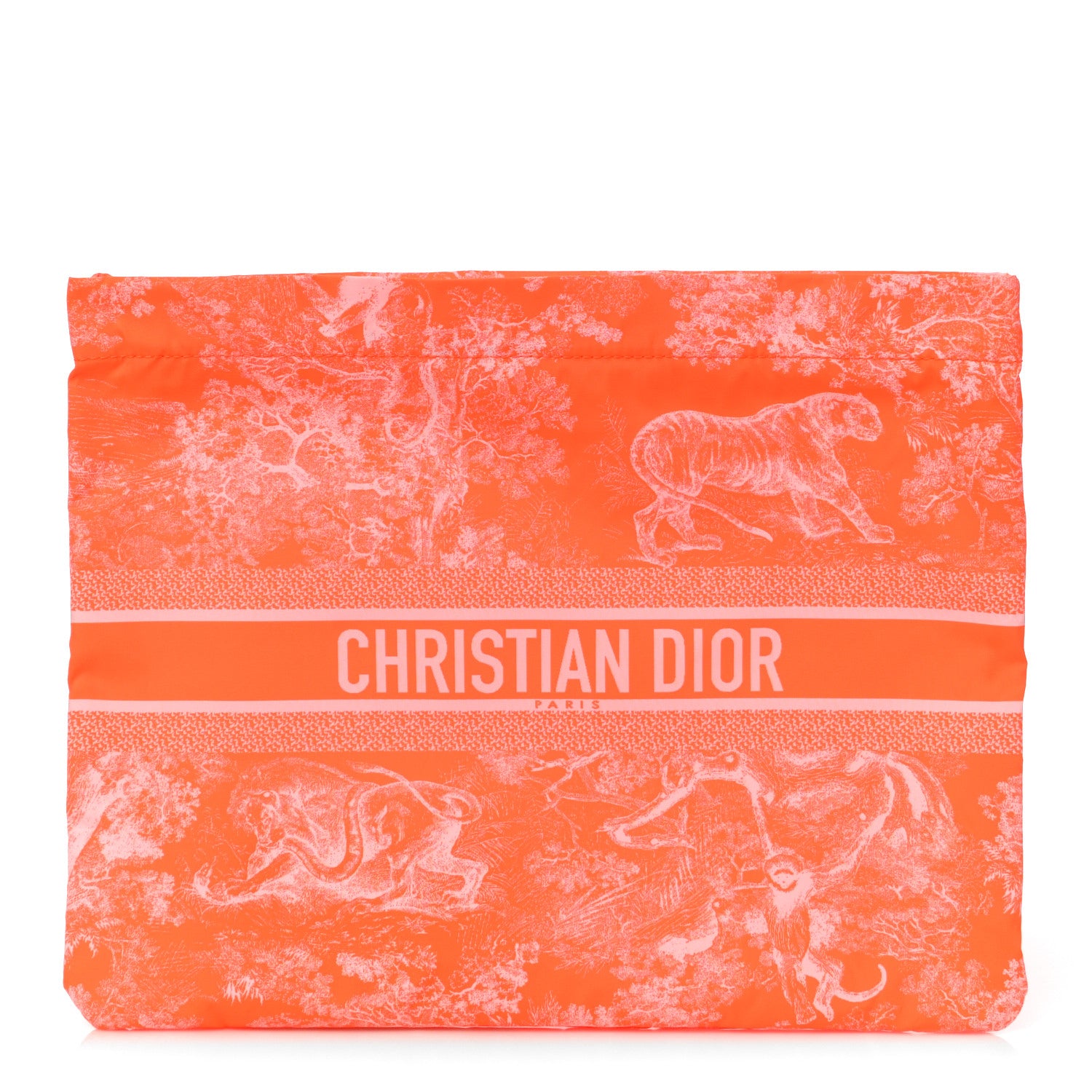 Christian Dior Embroidered Toile De Jouy Diortravel Zipped Pouch Orange 1 of 9