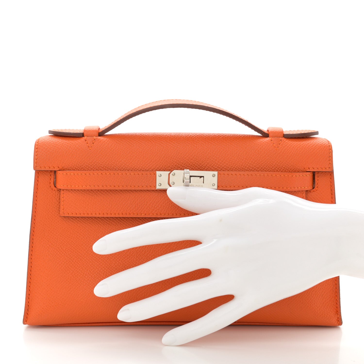 Hermes Epsom Kelly Pochette Clutch Orange 2 of 12