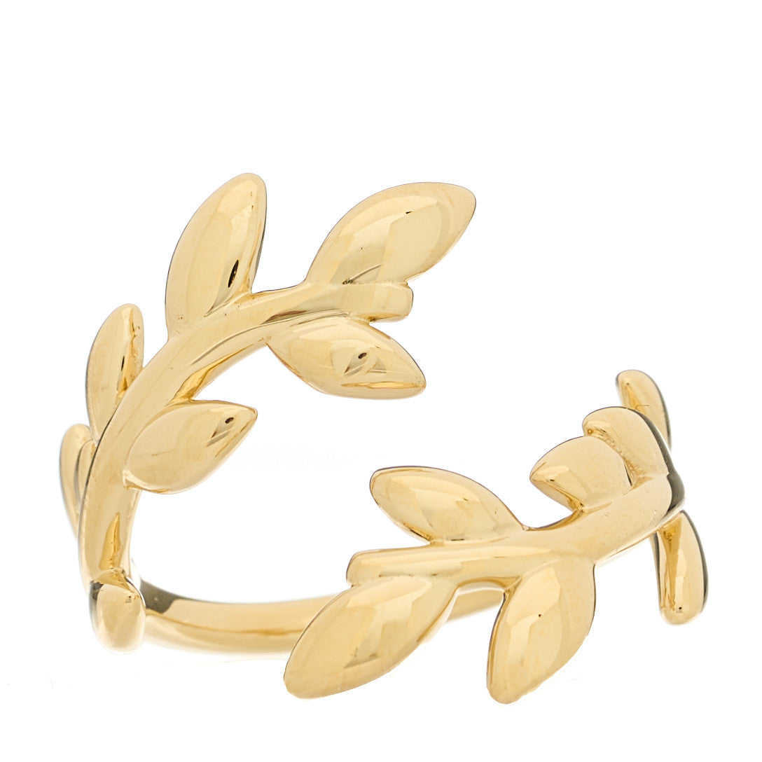 Tiffany 18K Yellow Gold Paloma Picasso Olive Leaf Bypass Ring 53 6.25 1 of 6